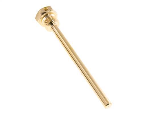 Copper Alloy G 1/2 Inch Bolt Fix Thermowell for 160mm Stem Max 160°C and 6 Bars