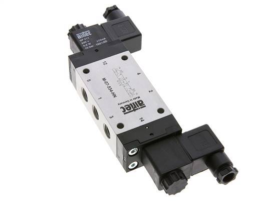 5/3 G1/4'' Pressure Center Solenoid Valve 12V DC 3-8bar/42-112psi Airtec