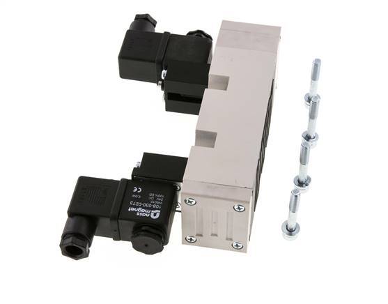 5/3 ISO 5599-2 Exhaust Center Solenoid Valve 115V AC 2-10bar/28-140psi YPC