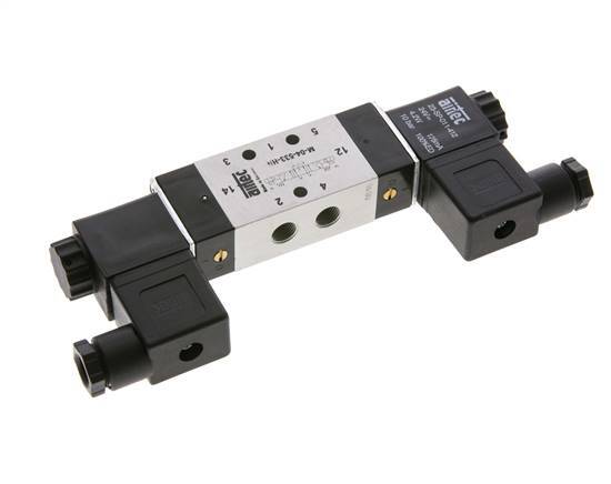 5/3 G1/8'' Exhaust Center Solenoid Valve 230V AC 3-10bar/42-140psi Airtec