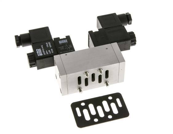 5/3 ISO 5599-1 Exhaust Center Solenoid Valve 24V DC 3-10bar/42-140psi Airtec