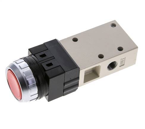 3/2 G1/8'' Push Button Valve Red 0-8bar/0-112psi YPC