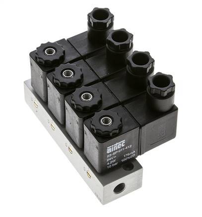 4x3/2 G1/8'' NC Solenoid Valve 24V DC -0.95-10bar/-13.2-140psi Airtec