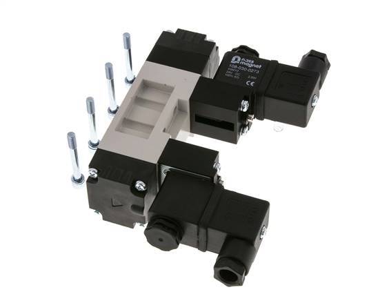 5/3 ISO 5599-1 Exhaust Center Solenoid Valve 24V AC 2-10bar/28-140psi YPC