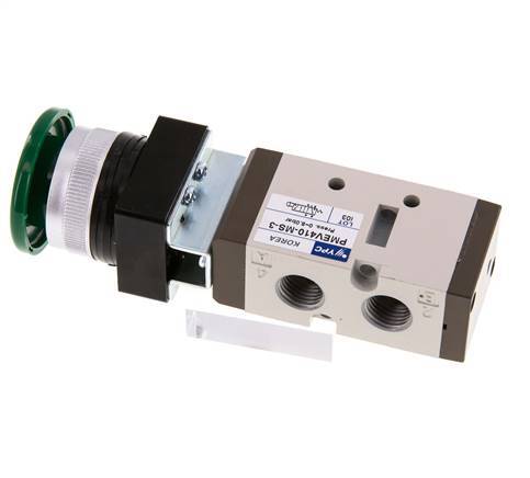 5/2 G1/4'' (G1/8'') Palm Button Valve Green 0-8bar/0-112psi YPC