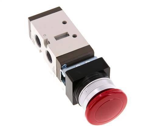 5/2 G1/4'' (G1/8'') Palm Button Valve Red 0-8bar/0-112psi YPC