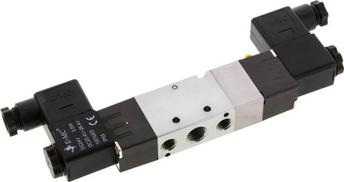 5/3 G1/4'' (G1/8'') Exhaust Center Solenoid Valve 24V DC 1.5-8bar/21.0-112psi E.MC