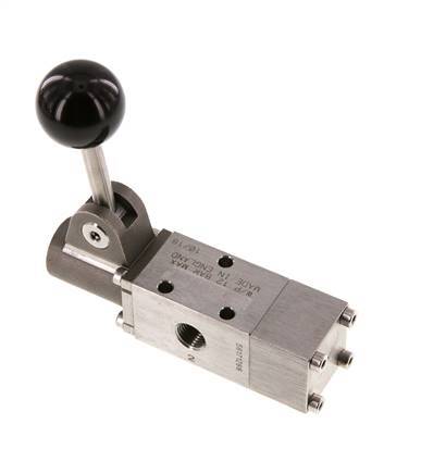 3/2 G1/4'' Hand Lever Valve Stainless Steel Detent -0.95-12bar/-13.2-168psi