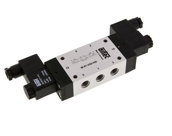 5/3 G1/4'' Center Closed Solenoid Valve 24V AC 3-8bar/42-112psi Airtec