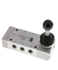 5/3 G1/4'' Exhaust Center Hand Lever Valve Detent 0-12bar/0-168psi Airtec