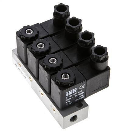 4x3/2 G1/8'' NC Solenoid Valve 230V AC -0.95-10bar/-13.2-140psi Airtec