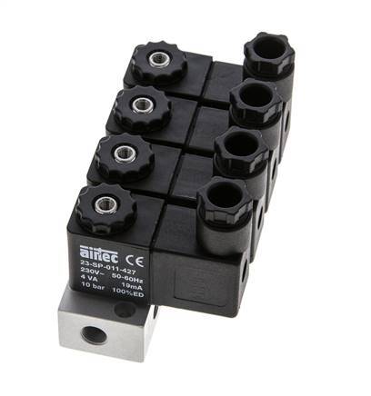 4x3/2 G1/8'' NC Solenoid Valve 230V AC -0.95-10bar/-13.2-140psi Airtec