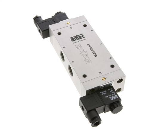 5/3 G1/2'' Center Closed Solenoid Valve 24V DC 3-10bar/42-140psi Airtec