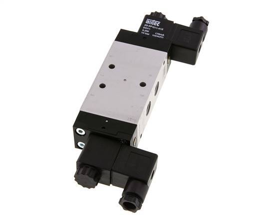 5/3 G1/4'' Pressure Center Solenoid Valve 12V DC 3-10bar/42-140psi Airtec