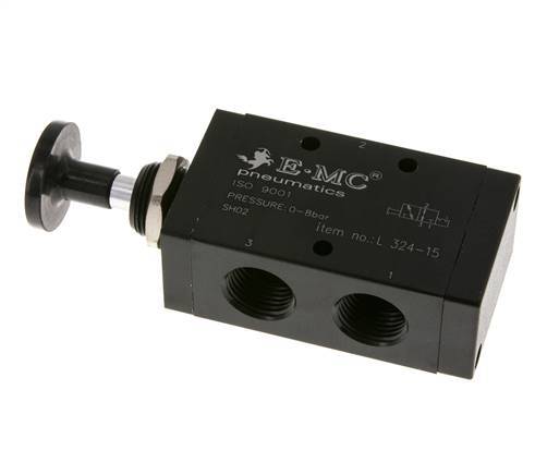 3/2 G1/2'' Axial Hand Lever Valve Detent 0-8bar/0-112psi E.MC