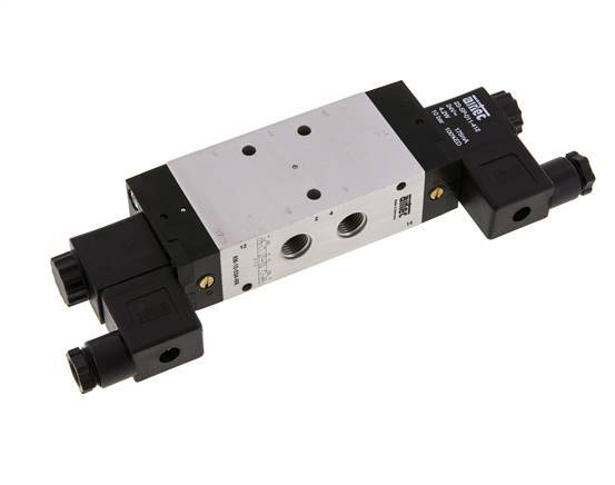 5/3 G1/4'' Pressure Center Solenoid Valve 24V DC 3-10bar/42-140psi Airtec