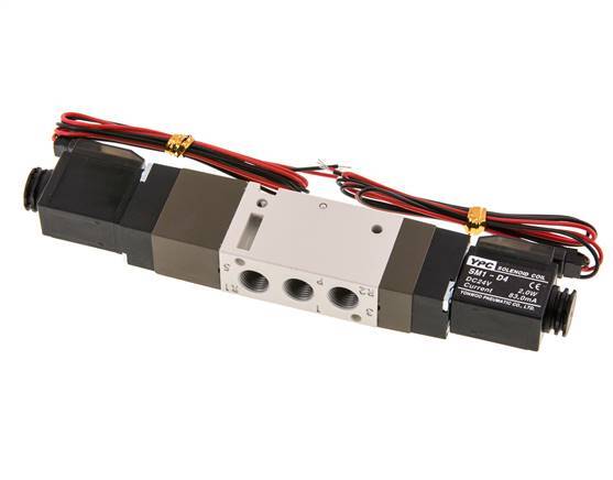 5/3 G1/8'' Exhaust Center Solenoid Valve 24V DC 2-10bar/28-140psi 2-pin Plug YPC