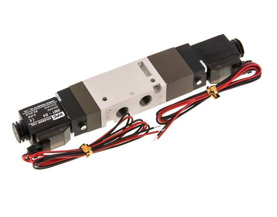 5/3 G1/8'' Exhaust Center Solenoid Valve 24V DC 2-10bar/28-140psi 2-pin Plug YPC