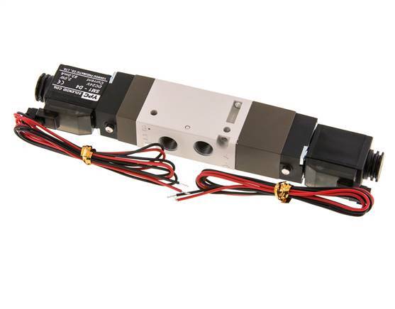 5/3 G1/8'' Exhaust Center Solenoid Valve 24V DC 2-10bar/28-140psi 2-pin Plug YPC