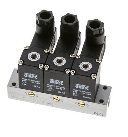 3x3/2 M5 NC Solenoid Valve 12V DC -0.95-8bar/-13.2-112psi Airtec