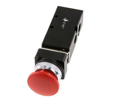 5/2 G1/4'' (G1/8'') Palm Button Valve Red 0-8bar/0-112psi E.MC