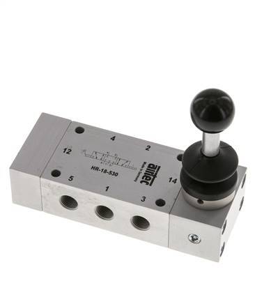 5/3 G1/8'' Center Closed Hand Lever Valve Detent 0-10bar/0-140psi Airtec