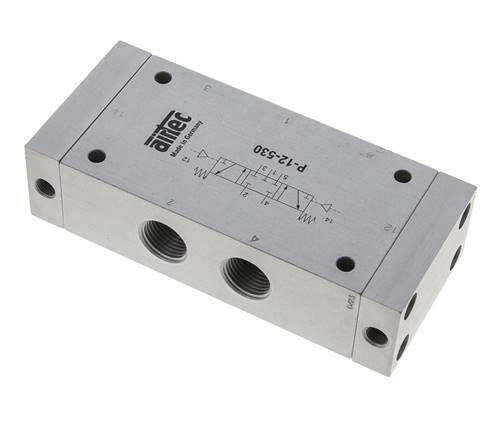 5/3 G1/2'' Center Closed Air Pilot Valve 0-10bar/0-140psi Airtec