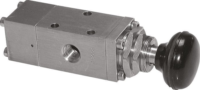 5/2 G1/2'' (G1/8'') Push Button Valve Stainless Steel Detent -0.95-12bar/-13.2-168psi