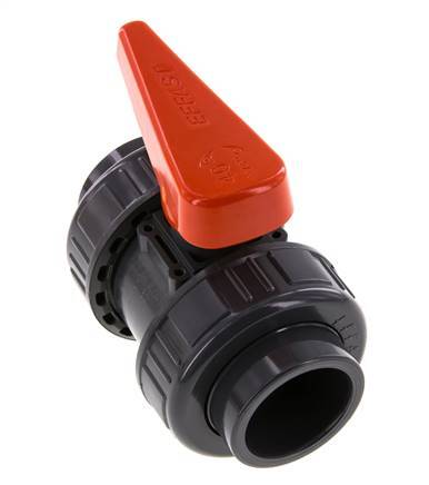 PVC 2-way Ball Valve True Union 40 mm Socket FKM