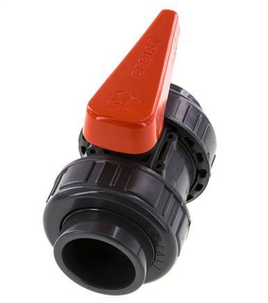 PVC 2-way Ball Valve True Union 40 mm Socket FKM