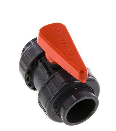 PVC 2-way Ball Valve True Union 40 mm Socket FKM