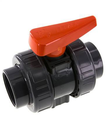 PVC 2-way Ball Valve True Union 63 mm Socket EPDM