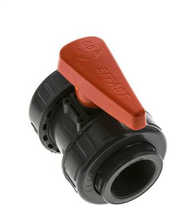 PVC 2-way Ball Valve True Union Rp 1 1/2'' EPDM