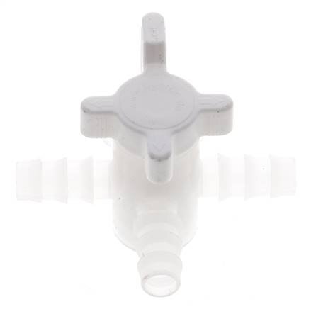 PVDF 3-way Ball Valve 3/8'' (9 mm) Hose Barbs