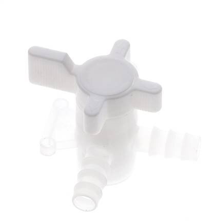 PVDF 3-way Ball Valve 10 mm Hose Barbs