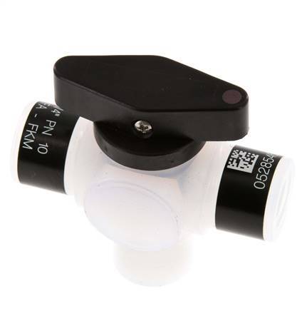 PFA 3-way Ball Valve G 1/4'' FKM Vacuum