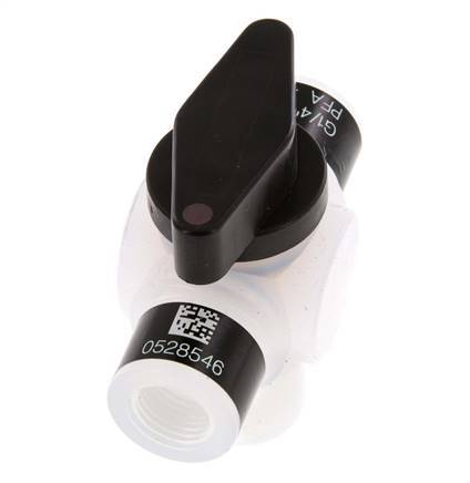 PFA 3-way Ball Valve G 1/4'' FKM Vacuum