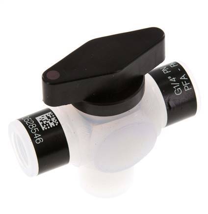 PFA 3-way Ball Valve G 1/4'' FKM Vacuum