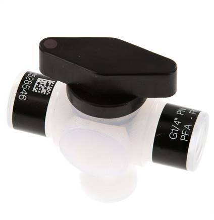 PFA 3-way Ball Valve G 1/4'' FKM Vacuum