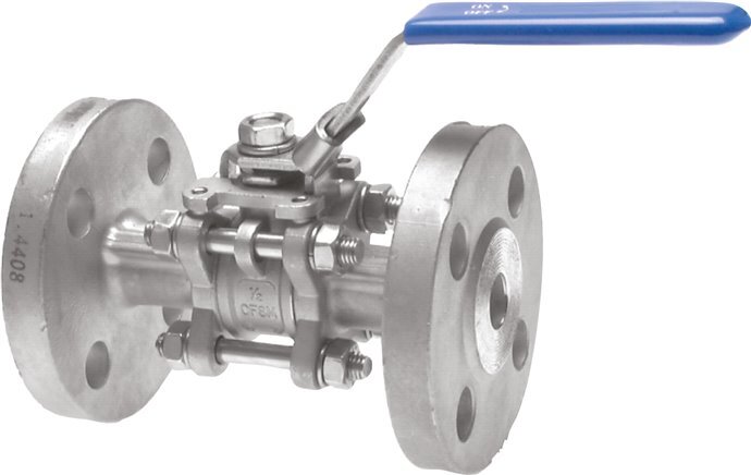 Flanged Ball Valve 2-Way DN25 PN40 Stainless Steel 3-Piece