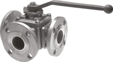 Pneumatic Actuated Flanged Ball Valve 3-Way L-port DN50 PN16 Stainless Steel