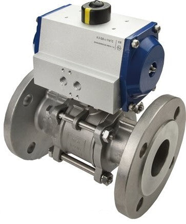 Pneumatic Actuated Flanged Ball Valve 2-Way DN65 PN16 Stainless Steel Spring closed