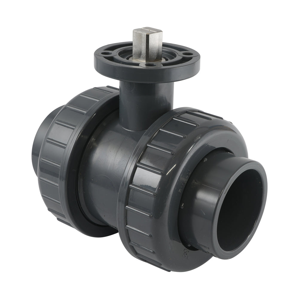 50mm 2-Way PVC Ball Valve ISO-Top Socket - 614 - VDL