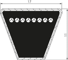 Classic Imperial V-belt B65 17x11 Li-1650mm Ld-1693mm DIN 2215