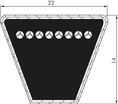 Classic Imperial V-belt C90 22x14 Li-2286mm Ld-2344mm DIN 2215